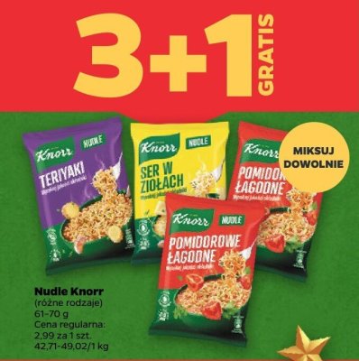 Danie instant Nudle, różne rodzaje 3+1 GRATIS promocja w Netto
