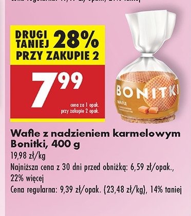 Wafle z nadzieniem karmelowym Bonitki promocja