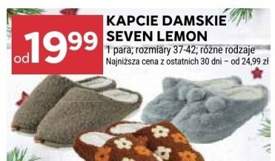 Kapcie damskie Seven Lemon 1 para rozmiary 37-42 różne rodzaje promocja w Stokrotka