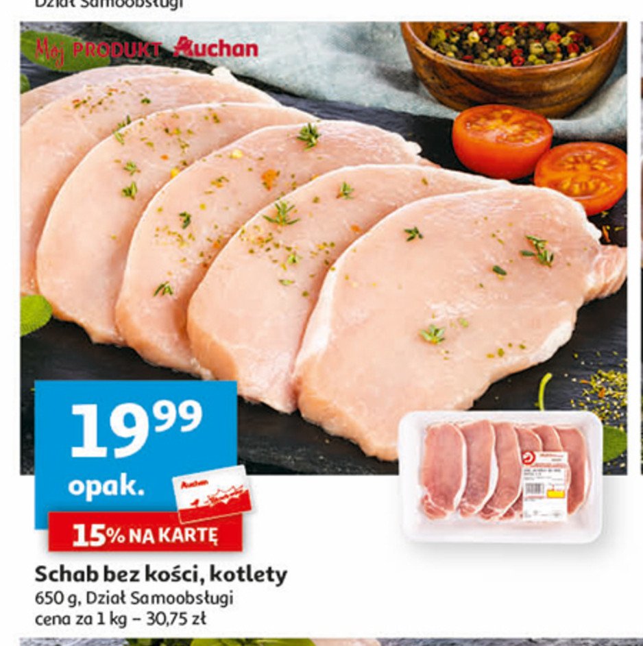 Schab bez kości kotlety Auchan różnorodne (logo czerwone) promocja