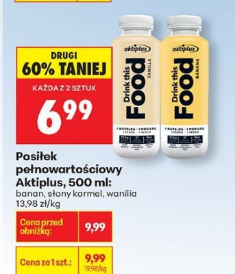 Posiłek pełnowartościowy Aktiplus, 500 ml: banan, słony karmel, wanilia promocja w Biedronka