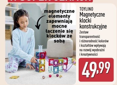 Klocki TOYLINO Magnetyczne klocki konstrukcyjne promocja w Aldi