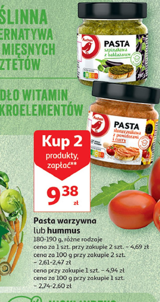 Pasta słonecznikowa z pomidorami i curry Auchan różnorodne (logo czerwone) promocja