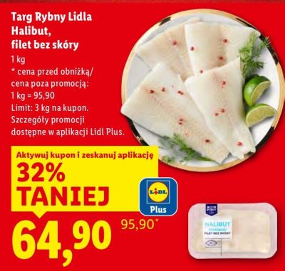 Halibut, fiilet bez skóry promocja w Lidl