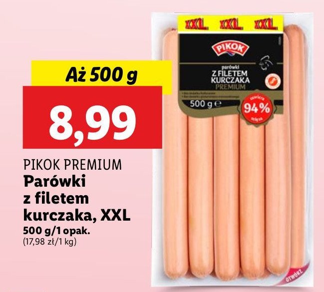 Parówki z filetem z kurczaka premium Pikok promocja