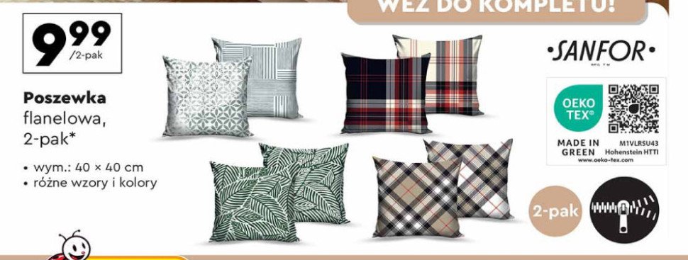 Poszewka na poduszkę flanelowa 40 x 40 cm Smukee home promocja w Biedronka