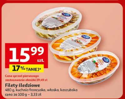 Filety śledziowe, 480 g, kuchnia francuska, włoska, kaszubska promocja w Auchan