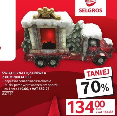 Świąteczna ciężarówka z kominkiem LED promocja w Selgros