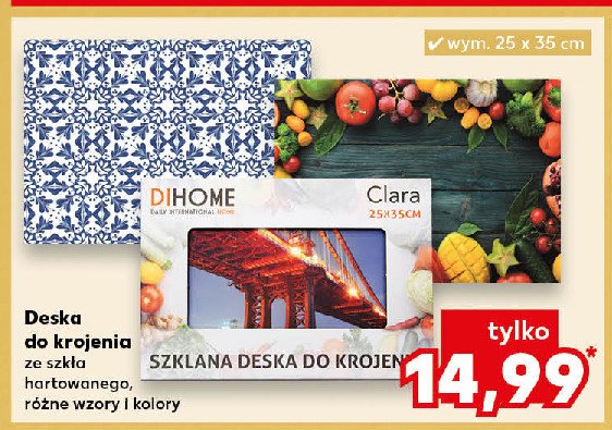 Szklana deska do krojenia 25 x 35 cm DIHOME promocja w Kaufland