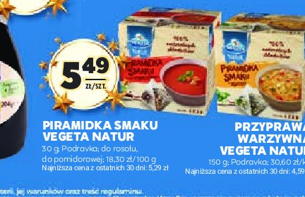 Piramidka smaku do zupy pomidorowej Vegeta natur promocja w Stokrotka