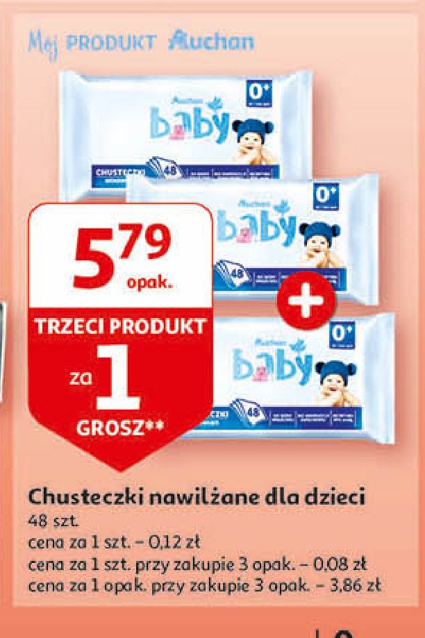 Chusteczki nawilżane Auchan baby promocja