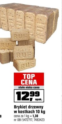 Brykiet drzewny w kostkach 10 kg promocja w OBI