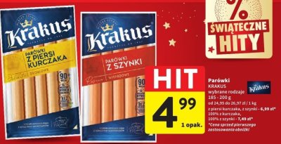 Parówki z szynki Krakus promocja w Intermarche