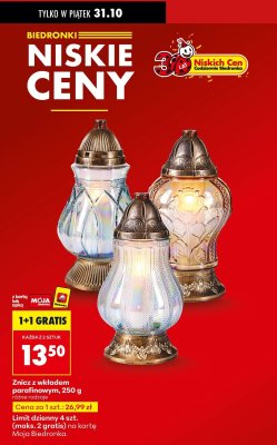 Znicz z wkładem parafinowym różne rodzaje  promocja w Biedronka