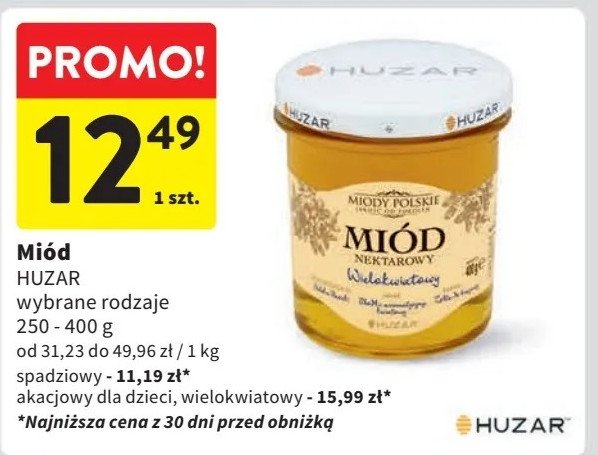 Miód akacjowy Huzar promocja w Intermarche