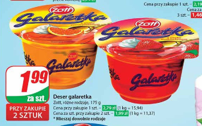 Galaretka truskawkowa Zott galaretka promocja w Dino