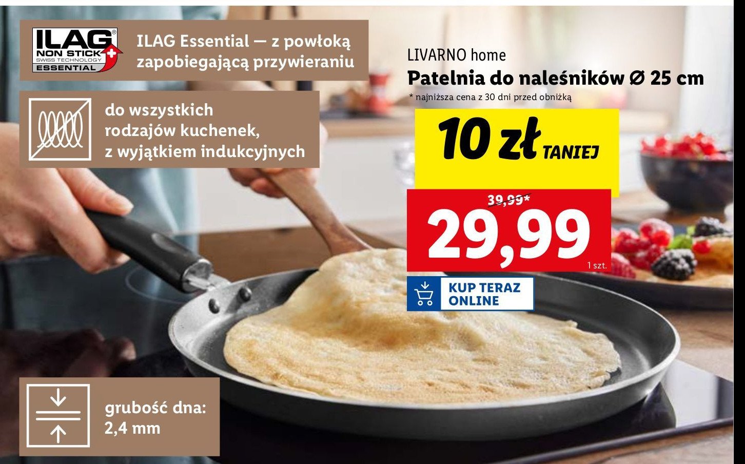 Patelnia do naleśników 25 c m LIVARNO HOME promocja