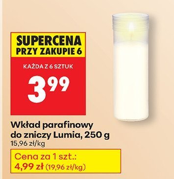 Wkład parafinowy do znicza Lumia, 250 g promocja w Biedronka