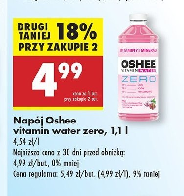 Napój witaminy i minerały Oshee vitamin water zero promocja