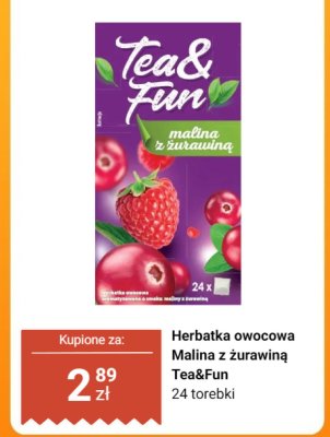 Herbata owocowa Malina z żurawiną Tea&Fun promocja w Dino