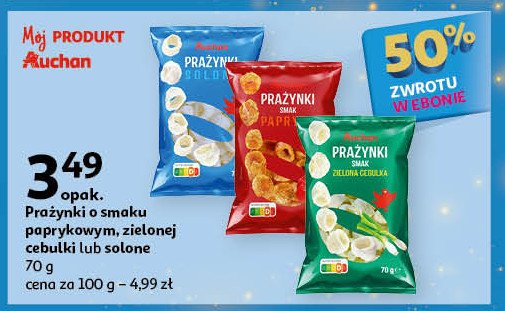 Prażynki paprykowe Auchan różnorodne (logo czerwone) promocja w Auchan