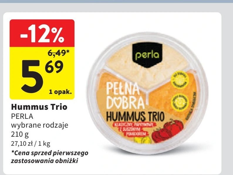 Hummus trio Perla promocja w Intermarche