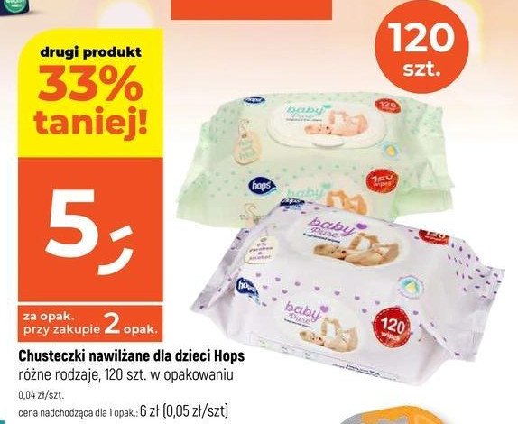 Chusteczki nawilżane różowe HOPS BABY PURE promocja