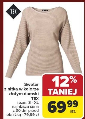 Sweter z nitką w kolorze złotym damski TEX promocja w Carrefour