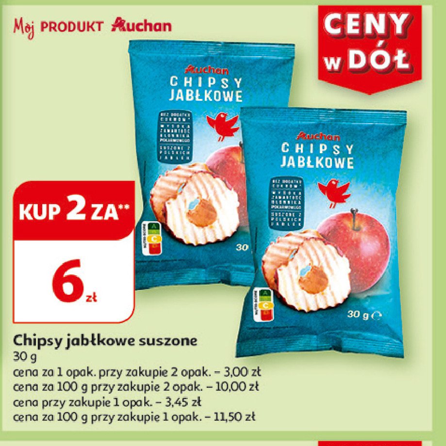 Chipsy jabłkowe Auchan promocja