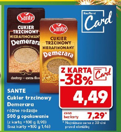 Cukier trzcinowy nierafinowany demerara Sante promocja