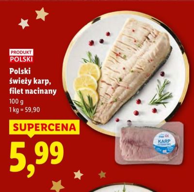 Filet nacinany świeży karp Polski promocja w Lidl