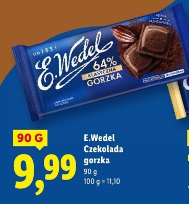 Czekolada E.Wedel Czekolada gorzka promocja w Lidl