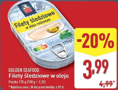 Filety śledziowe w oleju roślinnym Golden seafood promocja w Aldi