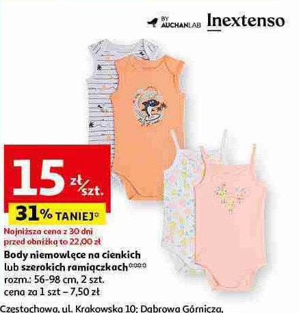 Body niemowlęce na cienkich ramiączkach 56-98 cm Auchan inextenso promocja