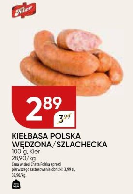 Kiełbasa polska wędzona/szlachecka Kier promocja w Chata Polska