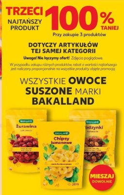 Wszystkie owoce suszone marki Bakalland TRZECIE -100% promocja w Kaufland