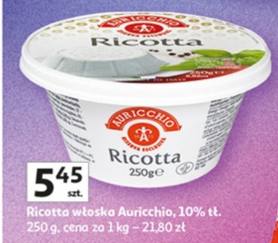 Ricotta włoska Auricchio 10% tł. promocja w Auchan
