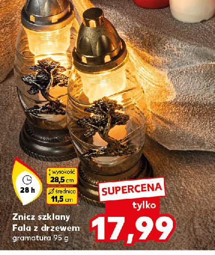 Znicz szklany fala z drzewem promocja