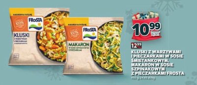 Kluski z warzywami i pieczarkami w sosie śmietankowym, makaron w sosie szpinakowym z pieczarkami FRoSTA promocja w Stokrotka