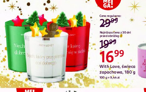 Świeca zapachowa w szkle cisza w której wsłuchasz się w siebie With love promocja w Rossmann