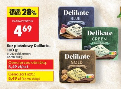 Ser pleśniowy Delikate, 100 g: blue, gold, green promocja w Biedronka