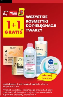 Kosmetyki do pielęgnacji twarzy 1+1 gratis promocja w Biedronka