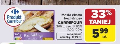Masło ekstra bez laktozy Carrefour promocja w Carrefour