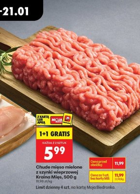 Mięso mielone Chude mięso mielone z szynki wieprzowej Kraina Mięs promocja w Biedronka