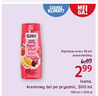 Żel pod prysznic kremowy yoghurt & fruit Isana promocja w Rossmann