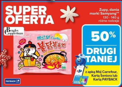 Zupy, dania marki Samyang 130-140g promocja w Carrefour Market