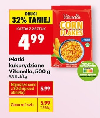 Płatki kukurydziane Vitanella Corn Flakes promocja w Biedronka