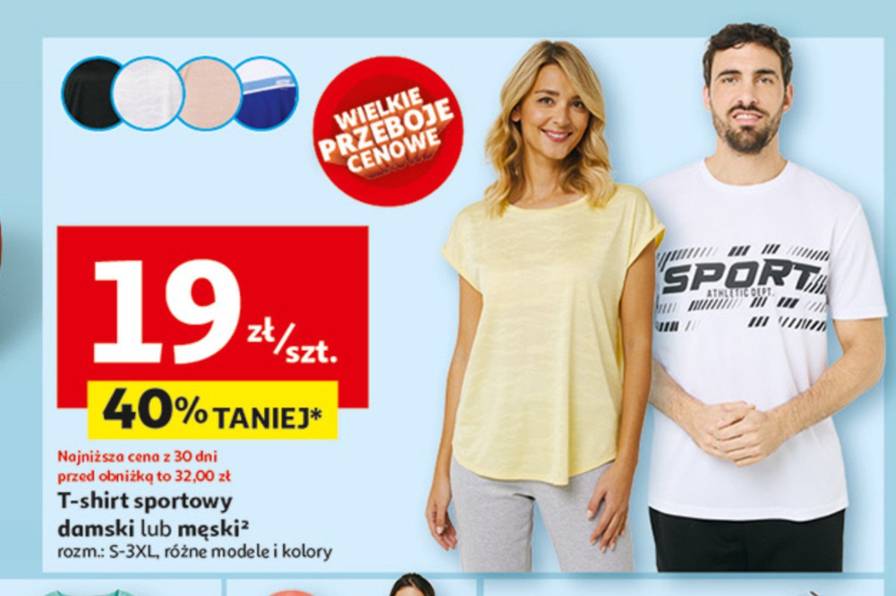 T-shirt sportowy męski promocja w Auchan