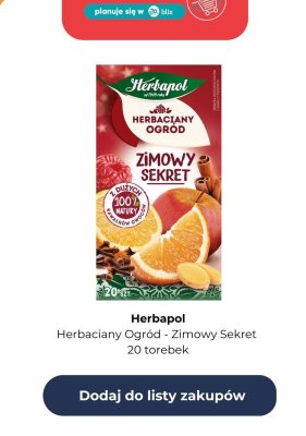 Herbata Zimowy Sekret Herbaciany Ogród 20 torebek promocja w Auchan