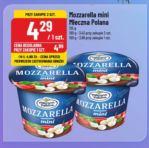 Mozzarella mini Mleczna polana promocja w POLOmarket